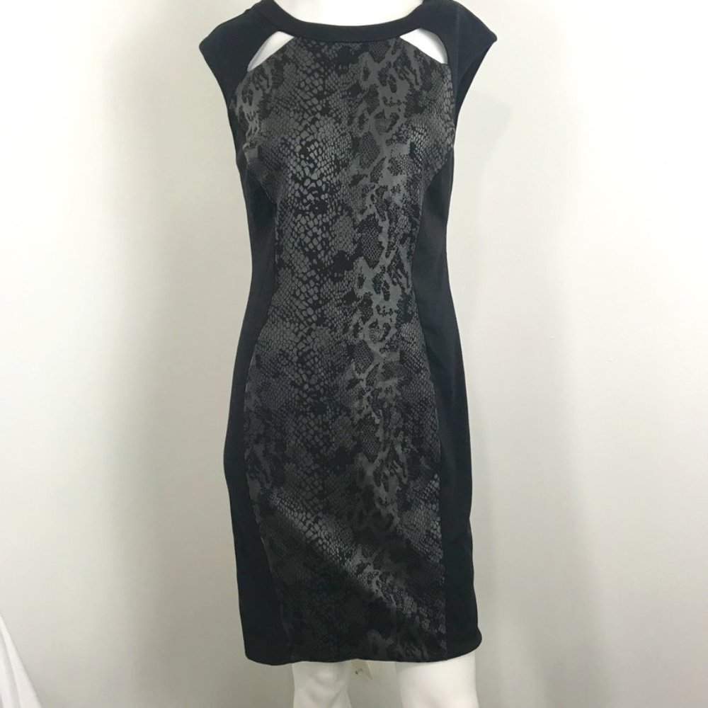 Oasis Foschini Snakeskin Black Cutout Dress